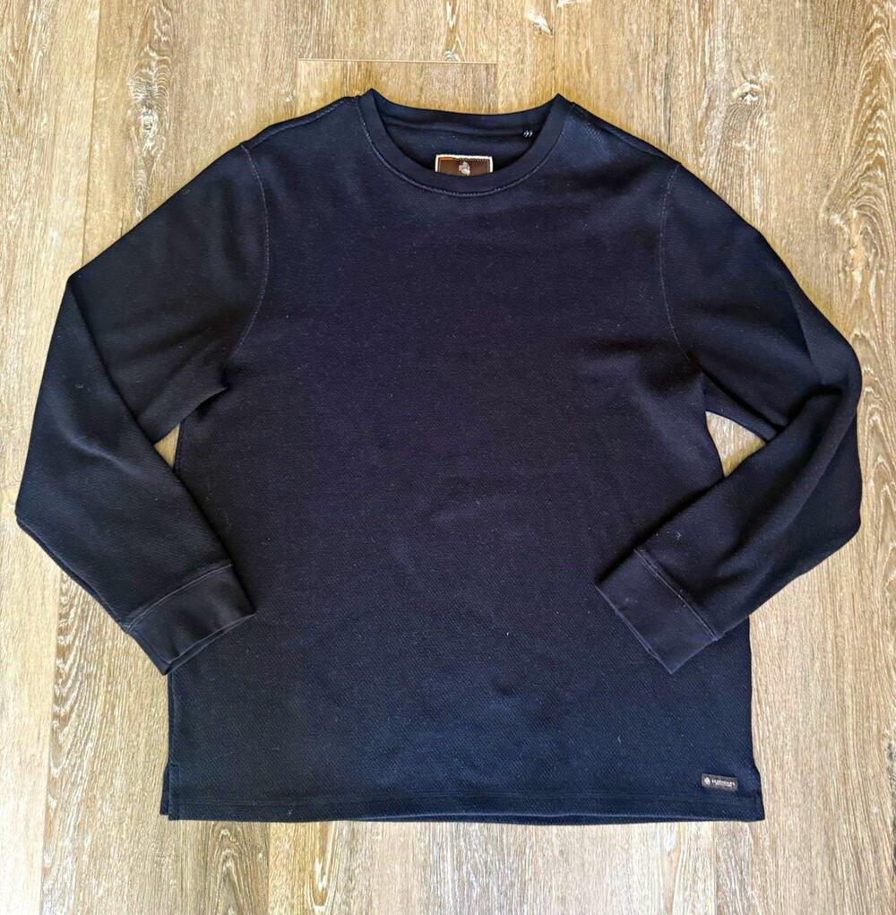 Legendary Outfitters Men's Black Fleece Crewneck Pullover Logo Moose XL